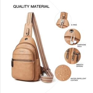 Latmap 7L Faux Leather Sling Bag for Women Men Crossbody Shoulder Fanny Pack